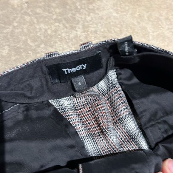 Theory Demitria 4 Multi Optical Plaid Pant Size 4 C15 - Picture 6 of 9